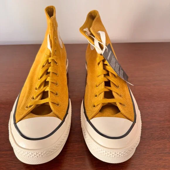 Converse Mustard Suede High Tops Size 9 New In Box - Picture 3 of 8